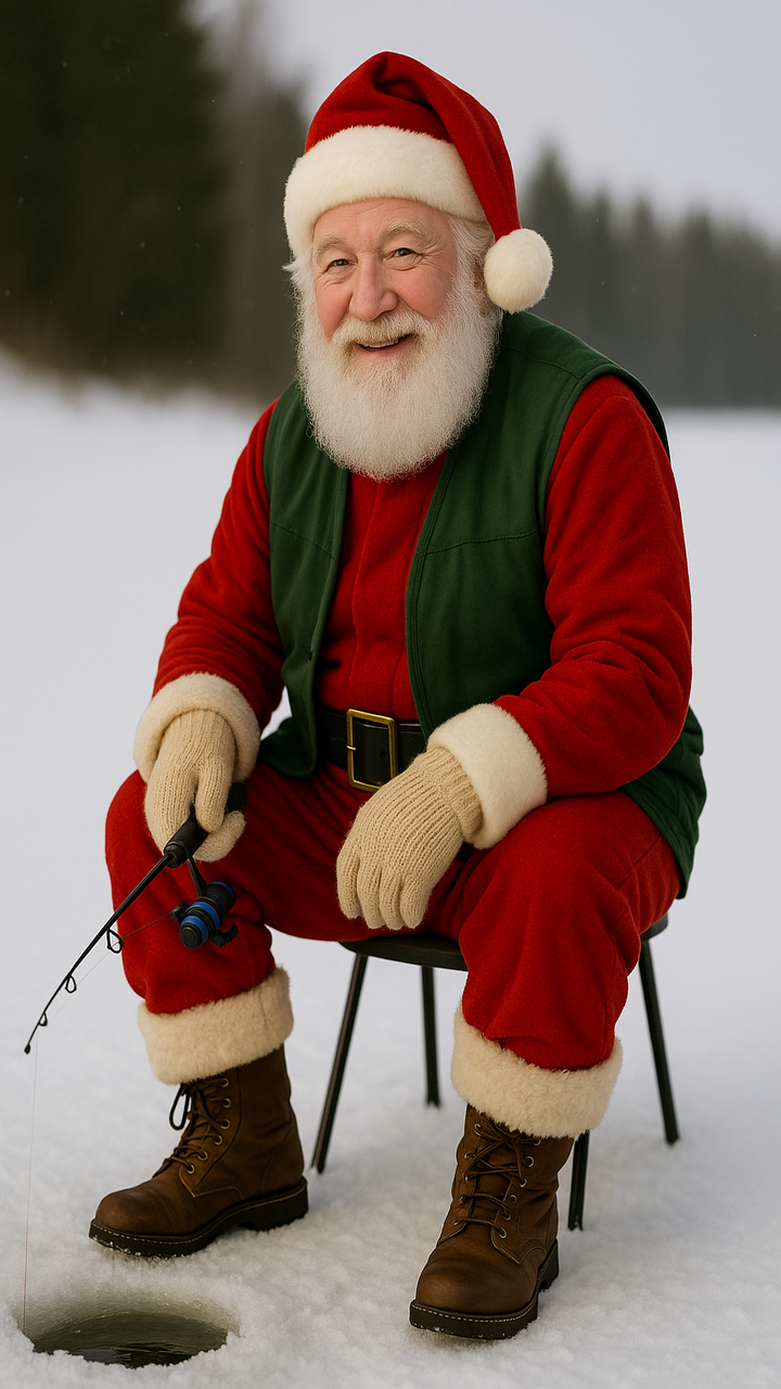 Salavecis makšķerē uz ledus